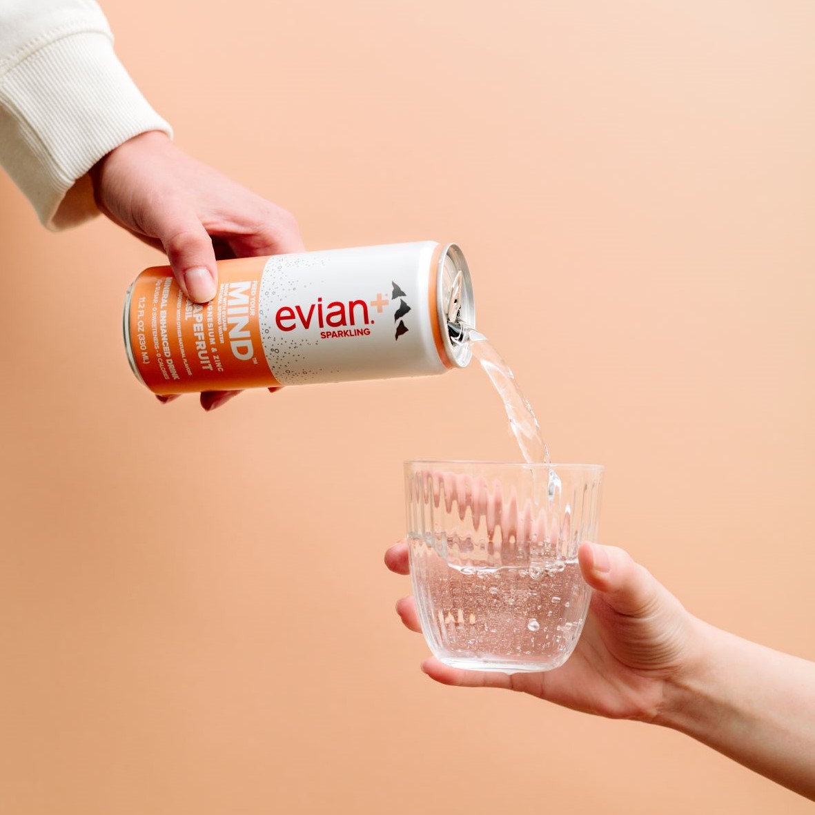 evian+ poured into glass