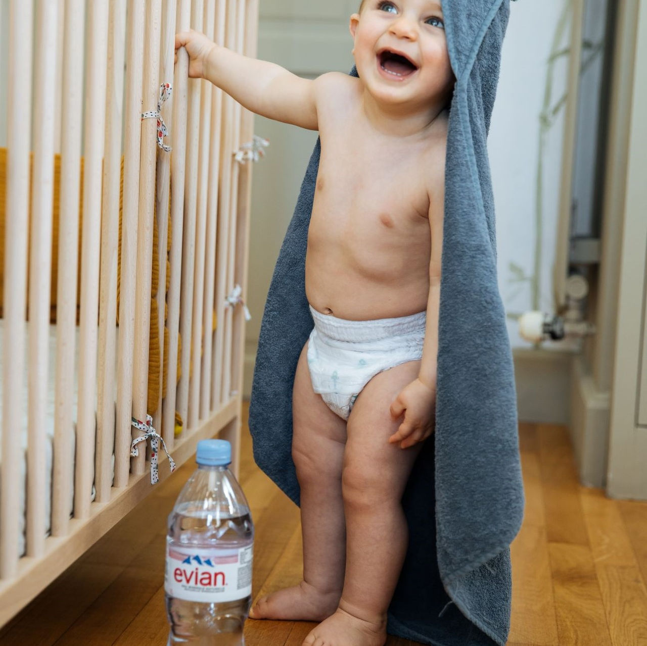 Baby with evian